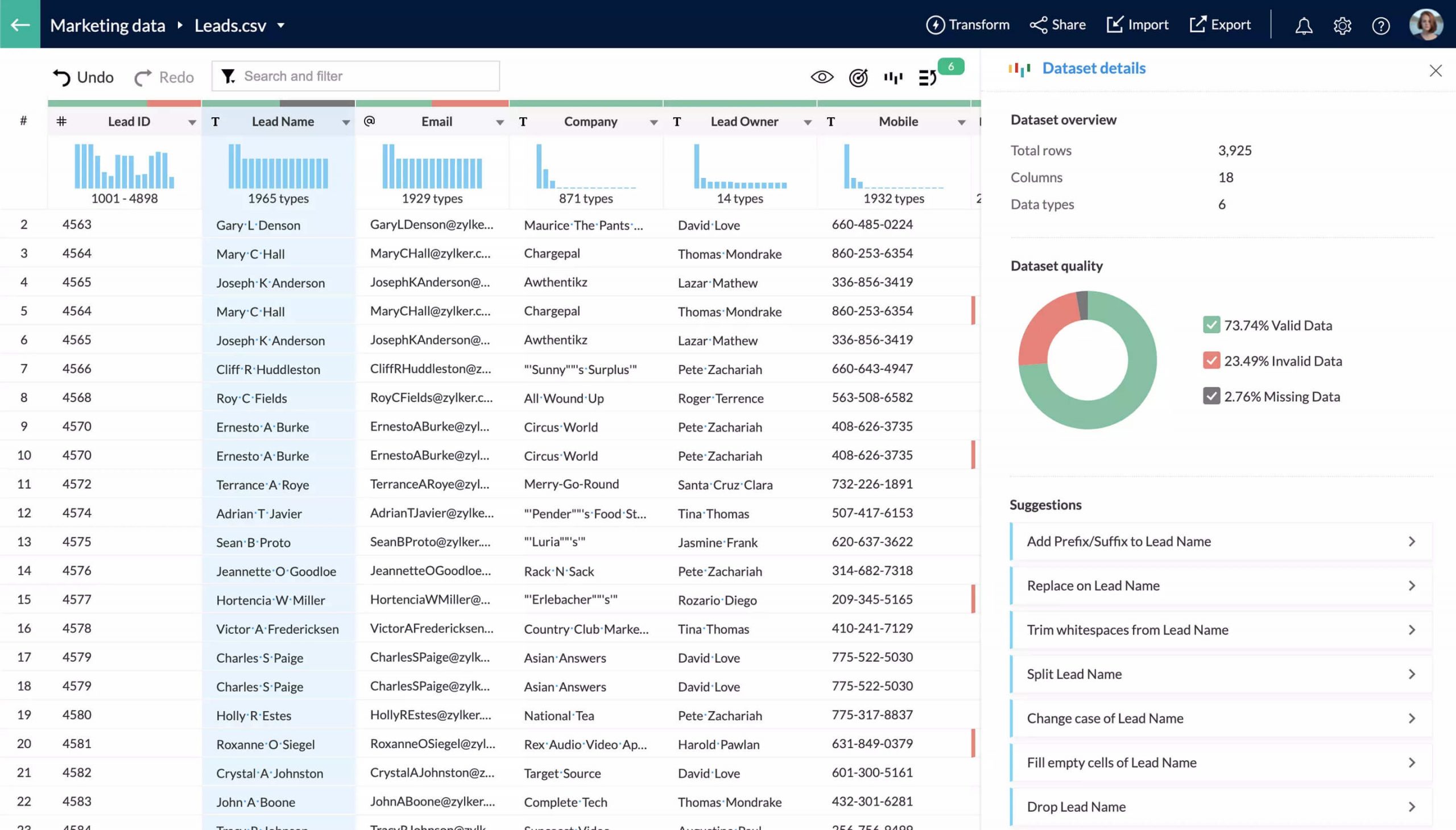 Zoho DataPrep