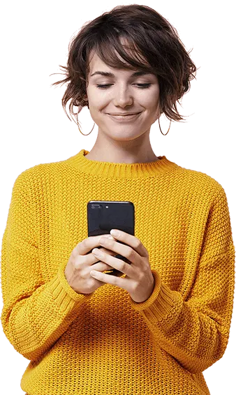 Image of a girl holding a mobile phone