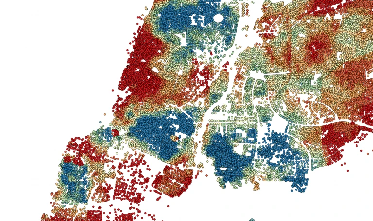 Heatmap of Tel Aviv (as of March 14, 2020) highlighting places at risk for COVID-19 infection, using data of known carriers