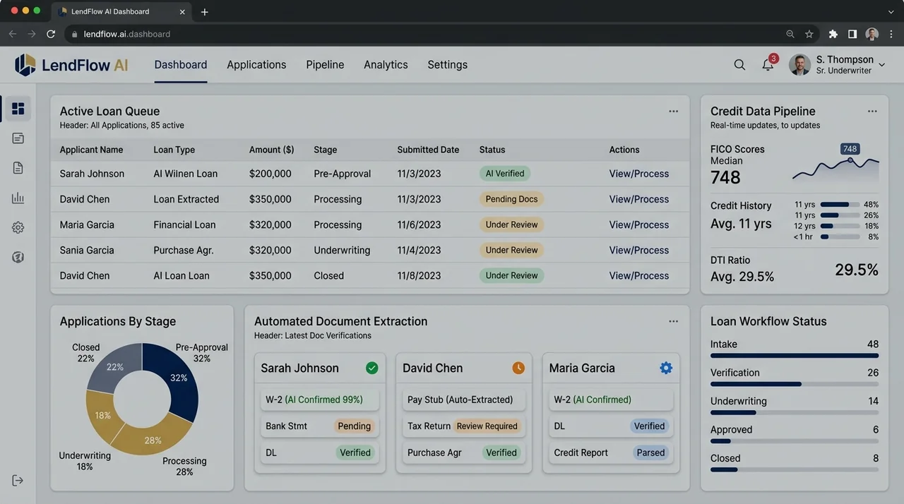 AI Loan Processing Automation Dashboard for Mortgage Brokers and Lenders