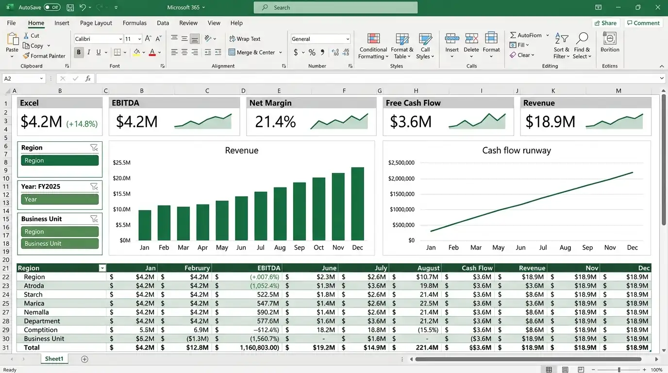 Microsoft Excel Data Analytics and Financial Modelling Dashboard