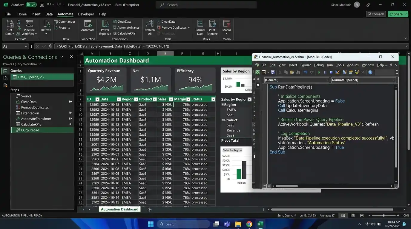 Microsoft Excel VBA Programming and Automation Dashboard